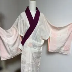 春夏向き　光沢有　単　半衿　簡易衣紋抜き　花柄　青海波　背身丈約123バチ衿のサムネイル