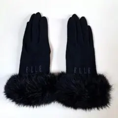 ELLE 黒 ファー付き手袋
