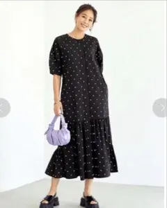 タグ付 ビアズリー ドット 切替 半袖ワンピース 1M〜L - メルカリ