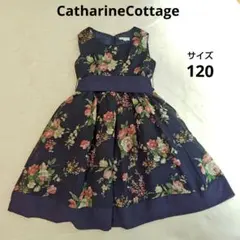 CatharineCottageノースリーブ　ワンピース　ドレス　黒　花　120のサムネイル