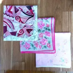 ハンカチまとめ売り 3枚セット チタファッシーノ ハナエ・モリ ピンク系