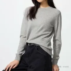 【新品タグ付き】UNIQLO カシミヤクルーネックセーターグレーMサイズ