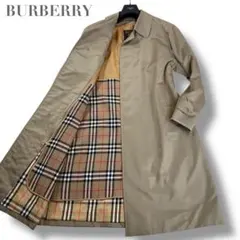 極美品✨バーバリー ステンカラーコート シルク混 カシミヤ ライナー 金タグ L