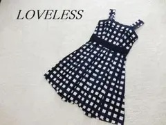 極美品　ラブレス　チェック　ジャンパースカート　ワンピース　ネイビー系　３６