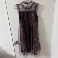 axes femme ノースリーブ ひざ丈ワンピース　パープル