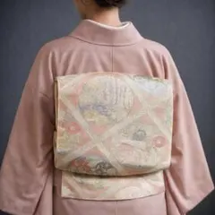 【C3-74】上品なフォーマル 袋帯 六通 ピンクシルバー 432cm 匿名配送