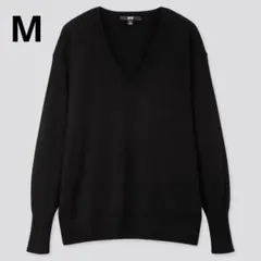 ユニクロ エクストラファインメリノリラックスフィットVネックセーター M