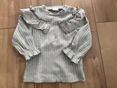 【美品】SiMPLE FREE フリルトップス 80 ライトグリーン　くすみ