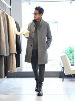 ステンカラーコート ウール