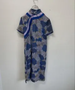 【花 笛】チャイナ服　ブルー