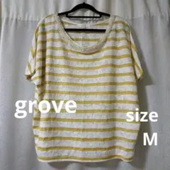 grove  ビジュー付きドルマンボーダートップス