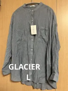 最終お値下げhoneys GLACIER★シアーくすみブルーシャツ★L