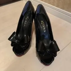 Diana ブラック オープントゥパンプス 24cm