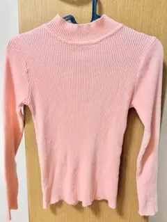 ピンク リブニット ハイネック フリーサイズ 美品 春秋冬