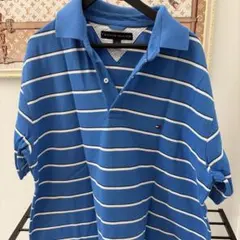 TOMMY HILFIGER ポロシャツ ボーダー ブルー M