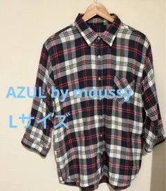 アズールバイマウジー メンズ チェック柄 7分袖シャツ カットソー トップス L