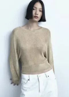 ZARA METALLIC MESH KNIT TOP メッシュニット