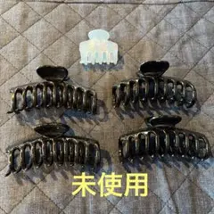 黒と水色のヘアクリップセット　5点