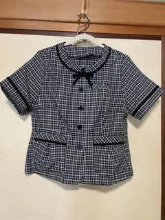 SELERY 事務服チェック柄 半袖ブラウス 13号 - メルカリ