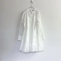 新品 Simplee ホワイト白 総レース 長袖 ワンピース パーティー【S】