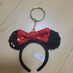 ミニーマウス 風 スパンコール キーホルダー