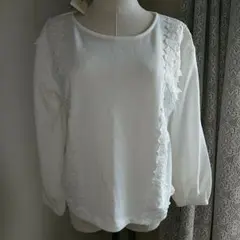 フロントレース裏毛プルオーバー カットソー ブラウス トレーナー フリーサイズ