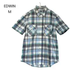 【EDWIN】半袖チェックシャツ Relax Fit Mサイズ a0683