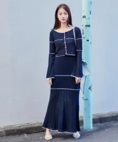 クロシェニットセットアップ　ネイビー