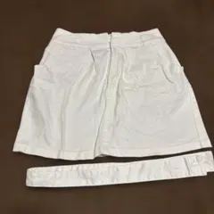ホワイト ミニタイトスカート ベルト付き