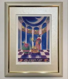 ○新品未使用！青木 乃里子 秋桜 絵画 ジクレー 版画 111/200 額 箱付
