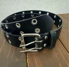 スタッズベルト　ダブルピンベルト　y2k　ブラック　スケーター