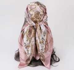 セール★スカーフ 大判　ピンク　おしゃれ シルク調 ストール きれい　秋　人気