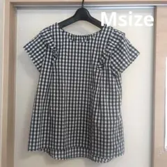 Mサイズ ギンガムチェック 半袖ブラウス