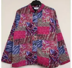 B03338 キルティング　総柄　スタンドカラー　パッチワーク　ジャケット