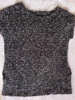 ミックスツィード　ニット　チュニック　ベスト　ネイビー