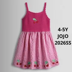 26SS JojoMamanbébé チェリー刺繍 ワンピース　ピンク　4-5Yのサムネイル