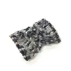 ビーズ飾り付 ダブルコーム ヘアアクセサリー グレー