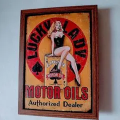 MOTOR OILS アメリカンレトロ広告ポスター　フレーム付き壁掛け