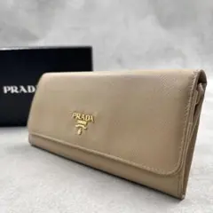 ✨美品✨ プラダ 長財布 フラップ 金ロゴ レター型 エンベロープ 