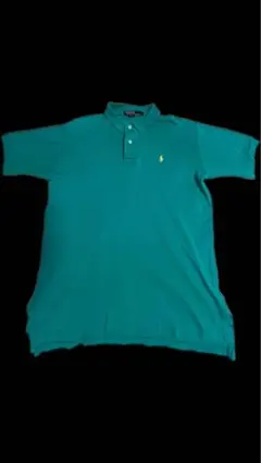 polo RalphLauren 80sポロシャツ　ターコイズ 刺繍ロゴ　l
