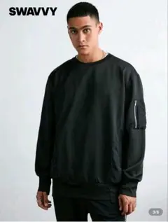 SWAVVY メンズ ブラック スウェット