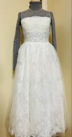 一点物ノースリーブ純白ドレス（S）/ウエディング、発表会等に