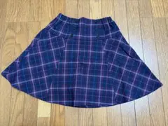 Bebe ネイビー系チェック フレアスカート 140
