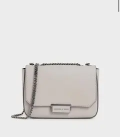 CHARLES & KEITH チェーンストラップ クロスボディバッグ グレー
