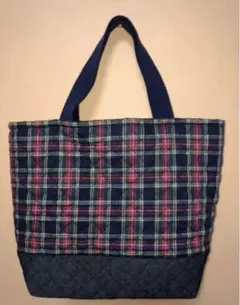 ハンドメイド、ミニトートバック、キルティング、ランチバッグ、タータンチェック、