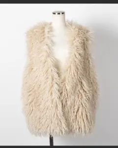 値下げ/プードルファーベスト/ジレ/フリーサイズ/ベージュ