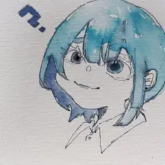 Ｎｏ．40 オリジナル手描き原画イラスト インク 少女の「ん？」表情 一点物