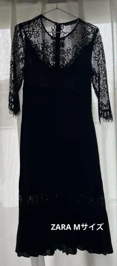 ZARA BASIC ブラックレースワンピース M