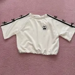 リボン付きライン入りTシャツ
