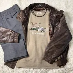 80s 90s レトロ フリース　動物柄　犬　刺繍　ヴィンテージスウェット 古着